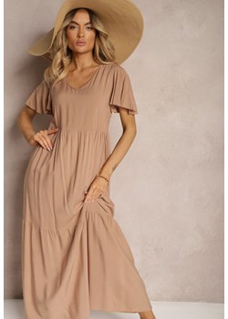 Brązowa Rozkloszowana Sukienka z Bawełny z Falbankami Dimante ze sklepu Renee odzież w kategorii Sukienki - zdjęcie 172657308