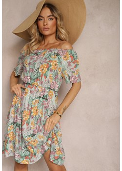 Jasnoniebieska Sukienka z Bawełny w Kwiatowy Print Dimizama ze sklepu Renee odzież w kategorii Sukienki - zdjęcie 172658135