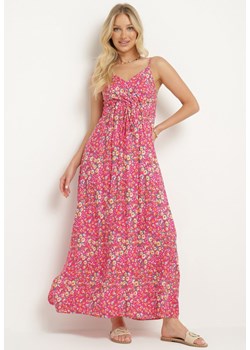 Różowa Wiskozowa Sukienka na Regulowanych Ramiączkach z Gumkami na Plecach Zarlea ze sklepu Born2be Odzież w kategorii Sukienki - zdjęcie 172660007
