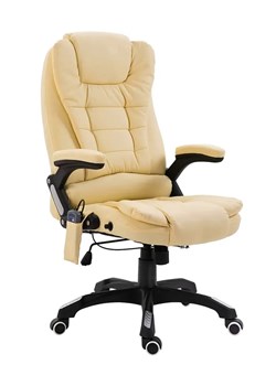 Kremowy skórzany fotel biurowy podgrzewany z masażem - Osario ze sklepu Edinos.pl w kategorii Krzesła biurowe - zdjęcie 172661199