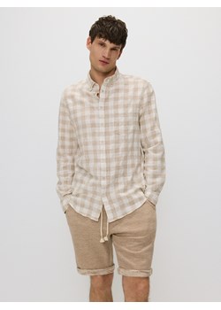 Reserved - Koszula regular fit w kratę - beżowy ze sklepu Reserved w kategorii Koszule męskie - zdjęcie 172663865