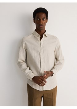 Reserved - Lniana koszula regular fit - beżowy ze sklepu Reserved w kategorii Koszule męskie - zdjęcie 172663909