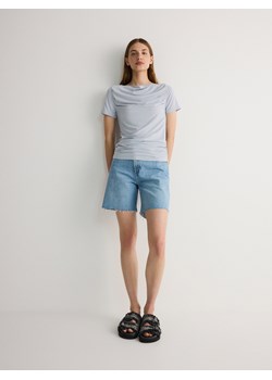Reserved - T-shirt z marszczeniem - jasnoniebieski ze sklepu Reserved w kategorii Bluzki damskie - zdjęcie 172664227