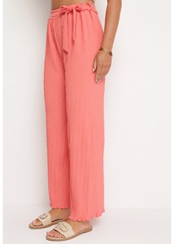 Różowe Spodnie Szerokie Wiązane w Talii Ovolia ze sklepu Born2be Odzież w kategorii Spodnie damskie - zdjęcie 172664967