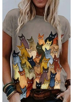 T-shirt BOILDESA BEIGE ze sklepu Ivet Shop w kategorii Bluzki damskie - zdjęcie 172665738