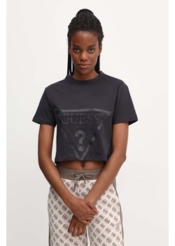 Guess t-shirt bawełniany ADELE damski kolor czarny V2YI06 K8HM0 ze sklepu ANSWEAR.com w kategorii Bluzki damskie - zdjęcie 172665986