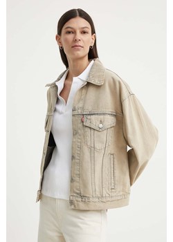 Levi&apos;s kurtka jeansowa damska kolor beżowy przejściowa oversize ze sklepu ANSWEAR.com w kategorii Kurtki damskie - zdjęcie 172666268