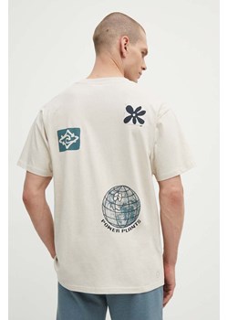 Rip Curl t-shirt bawełniany męski kolor beżowy z nadrukiem ze sklepu ANSWEAR.com w kategorii T-shirty męskie - zdjęcie 172666407
