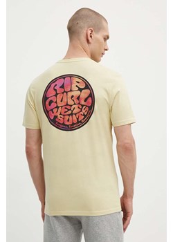Rip Curl t-shirt bawełniany męski kolor żółty z nadrukiem ze sklepu ANSWEAR.com w kategorii T-shirty męskie - zdjęcie 172666457