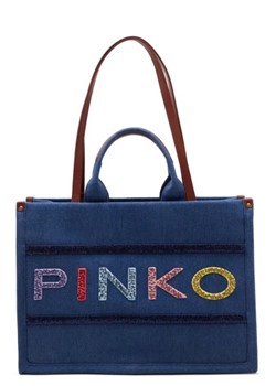 Pinko Shopperka SHOPPER DENIM RICAMO LOGO ze sklepu Gomez Fashion Store w kategorii Torby Shopper bag - zdjęcie 172750605
