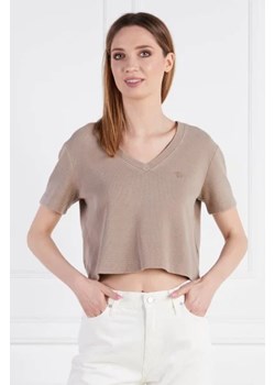 CALVIN KLEIN JEANS T-shirt WAFFLE | Cropped Fit ze sklepu Gomez Fashion Store w kategorii Bluzki damskie - zdjęcie 172799899