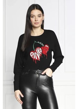 Pinko Wełniany sweter MERCURIO MAGLIA 100 WO + JACQU | Regular Fit ze sklepu Gomez Fashion Store w kategorii Swetry damskie - zdjęcie 172902417