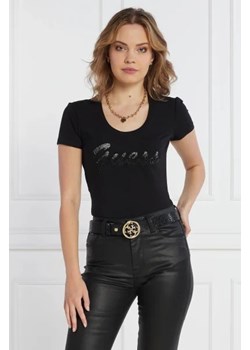 GUESS T-shirt SS RN SHINY | Regular Fit ze sklepu Gomez Fashion Store w kategorii Bluzki damskie - zdjęcie 172904668