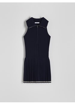 Reserved - Dzianinowa sukienka mini w sportowym stylu - granatowy ze sklepu Reserved w kategorii Sukienki - zdjęcie 172997665