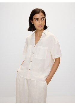 Reserved - Koszula z dodatkiem lnu - biały ze sklepu Reserved w kategorii Koszule damskie - zdjęcie 172997747