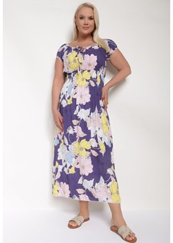 Fioletowa Sukienka z Bawełny o Rozkloszowanym Kroju z Gumką w Talii Euretta ze sklepu Born2be Odzież w kategorii Sukienki - zdjęcie 172998379