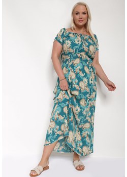 Ciemnozielona Bawełniana Sukienka z Gumką w Pasie Zilletta ze sklepu Born2be Odzież w kategorii Sukienki - zdjęcie 172998386