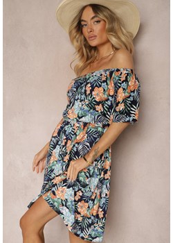 Granatowa Sukienka z Bawełny w Kwiatowy Print Dimizama ze sklepu Renee odzież w kategorii Sukienki - zdjęcie 172998715