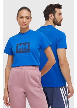 Helly Hansen t-shirt bawełniany kolor niebieski z nadrukiem ze sklepu ANSWEAR.com w kategorii T-shirty męskie - zdjęcie 173000448