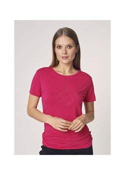 Różowy T-shirt damski z wilgą ze sklepu OCHNIK w kategorii Bluzki damskie - zdjęcie 173001055