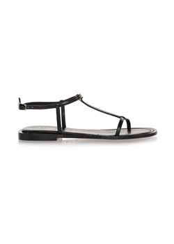 Czarne skórzane sandały płaskie damskie ze sklepu OCHNIK w kategorii Sandały damskie - zdjęcie 173001068