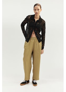 H & M - Lniane spodnie do kostki - Zielony ze sklepu H&M w kategorii Spodnie damskie - zdjęcie 173004808