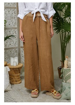 Lin Passion Lniane spodnie w kolorze jasnobrązowym ze sklepu Limango Polska w kategorii Spodnie damskie - zdjęcie 173011228