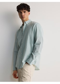 Reserved - Koszula regular z lnem - jasnoturkusowy ze sklepu Reserved w kategorii Koszule męskie - zdjęcie 173012778