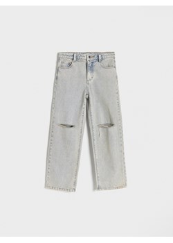 Reserved - Jeansy straight z efektem sprania - niebieski ze sklepu Reserved w kategorii Spodnie dziewczęce - zdjęcie 173013087