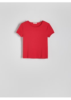 Reserved - T-shirt z merceryzowanej bawełny - czerwony ze sklepu Reserved w kategorii Bluzki damskie - zdjęcie 173013165