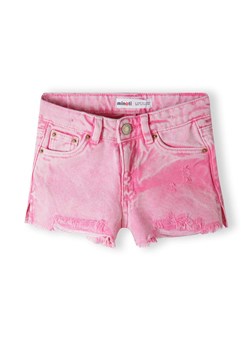 Różowe krótkie spodenki jeansowe dziewczęce z przetarciami ze sklepu 5.10.15 w kategorii Spodenki dziewczęce - zdjęcie 173013296