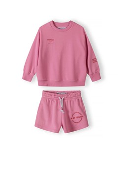 Różowy komplet dziewczęcy - bluza i szorty z napisami ze sklepu 5.10.15 w kategorii Komplety dziewczęce - zdjęcie 173013368