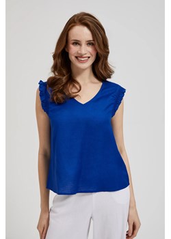 Koszula z falbanką na ramionach niebieska ze sklepu Moodo.pl w kategorii Bluzki damskie - zdjęcie 173014889
