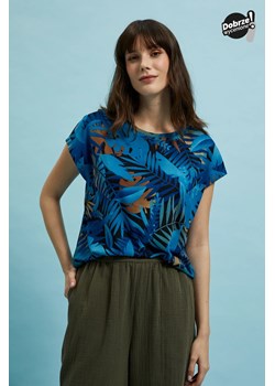 Bluzka z tropiklanym wzorem granatowa ze sklepu Moodo.pl w kategorii Bluzki damskie - zdjęcie 173014977