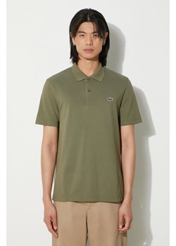 Lacoste polo męski kolor zielony gładki ze sklepu PRM w kategorii T-shirty męskie - zdjęcie 173015347