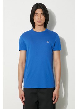 Lacoste t-shirt bawełniany kolor niebieski gładki ze sklepu PRM w kategorii T-shirty męskie - zdjęcie 173015359