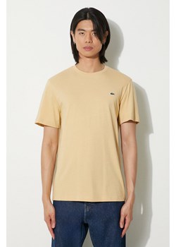Lacoste t-shirt bawełniany kolor beżowy gładki ze sklepu PRM w kategorii T-shirty męskie - zdjęcie 173015375