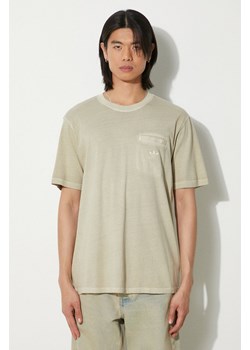 adidas Originals t-shirt bawełniany męski kolor beżowy gładki IS1763 ze sklepu PRM w kategorii T-shirty męskie - zdjęcie 173015605
