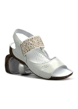 Wygodne sandały damskie skórzane - Waldi 0546, srebrne ze sklepu ulubioneobuwie w kategorii Sandały damskie - zdjęcie 173020308