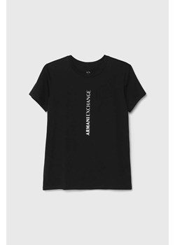 Armani Exchange t-shirt bawełniany damski kolor czarny 3DYT02 YJ16Z ze sklepu ANSWEAR.com w kategorii Bluzki damskie - zdjęcie 173021355
