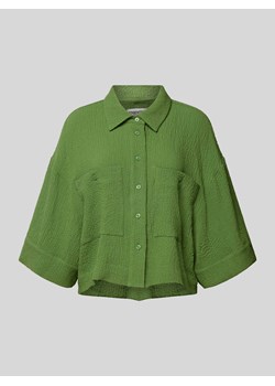 Bluzka koszulowa krótka z fakturowanym wzorem ze sklepu Peek&Cloppenburg  w kategorii Koszule damskie - zdjęcie 173021527