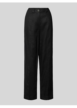 Spodnie lniane z szeroką nogawką z przeszytym kantem ze sklepu Peek&Cloppenburg  w kategorii Spodnie damskie - zdjęcie 173021568