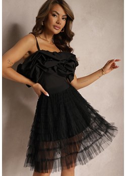 Czarna Spódnica Rozkloszowana z Siateczkowym Materiałem Gleoia ze sklepu Renee odzież w kategorii Spódnice - zdjęcie 173023978