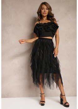 Czarna Rozkloszowana Spódnica z Ozdobnym Tiulem Amolas ze sklepu Renee odzież w kategorii Spódnice - zdjęcie 173023988