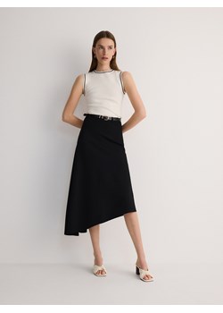 Reserved - Asmetryczna spódnica z paskiem - czarny ze sklepu Reserved w kategorii Spódnice - zdjęcie 173027835