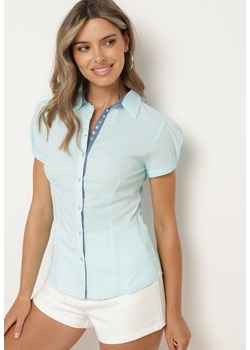 Jasnoniebieska Koszula  z Krótkimi Rękawkami Sierre ze sklepu Born2be Odzież w kategorii Koszule damskie - zdjęcie 173029189