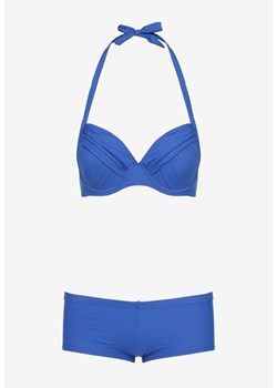 Niebieskie Bikini z Ozdobnymi Marszczeniami i Usztywnianą Górą Ireviana ze sklepu Born2be Odzież w kategorii Stroje kąpielowe - zdjęcie 173029479