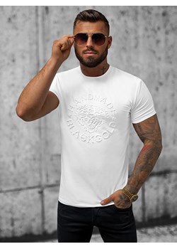 T-shirt męski slim fit biały OZONEE NB/MT3056 ze sklepu ozonee.pl w kategorii T-shirty męskie - zdjęcie 173029717