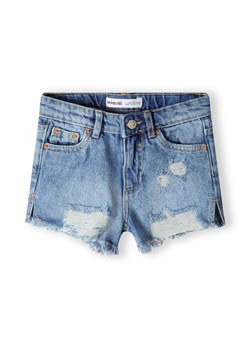 Krótkie spodenki jeansowe dla dziewczynki z przetarciami ze sklepu 5.10.15 w kategorii Spodenki dziewczęce - zdjęcie 173030279
