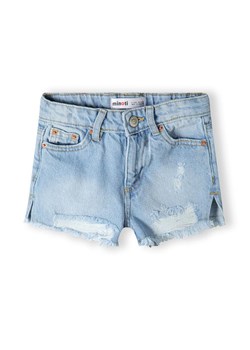 Jasnoniebieskie krótkie spodenki jeansowe dziewczęce z przetarciami ze sklepu 5.10.15 w kategorii Spodenki dziewczęce - zdjęcie 173030289
